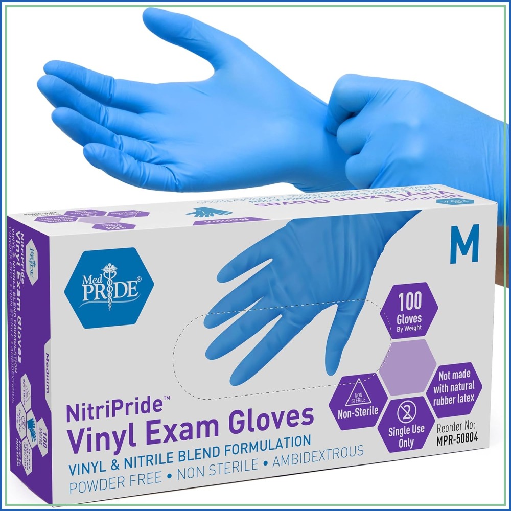 Exam Glove Nitrile - Nitril/vinyl mix examenhandschoenen, poedervrij, blauw, medium,