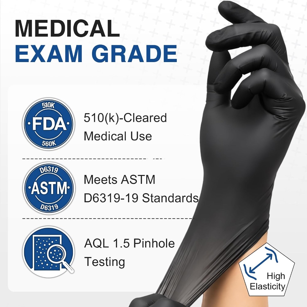 Exam Glove Nitrile - Wegwerp zwarte nitril handschoenen, poeder- en