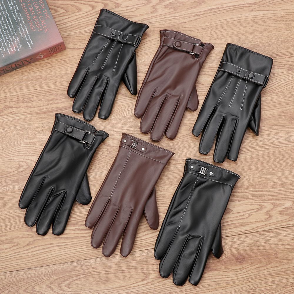 Leather Driving Glove - Heren Fleece Thermisch Lederen Handschoenen Winter