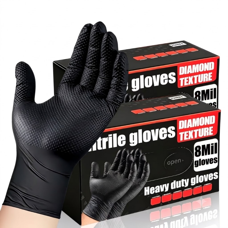 Nitrile Mechanic Glove - Zware zwarte industriële nitril handschoenen, wegwerpbaar,