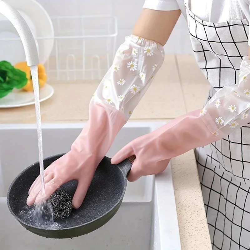 Dish Glove Rubber - Rubberen huishoudhandschoenen met lange mouwen Afwashandschoenen