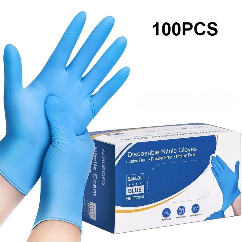 Latex Disposable Glove - 100 STKS Blauwe nitril wegwerphandschoenen Latexvrije