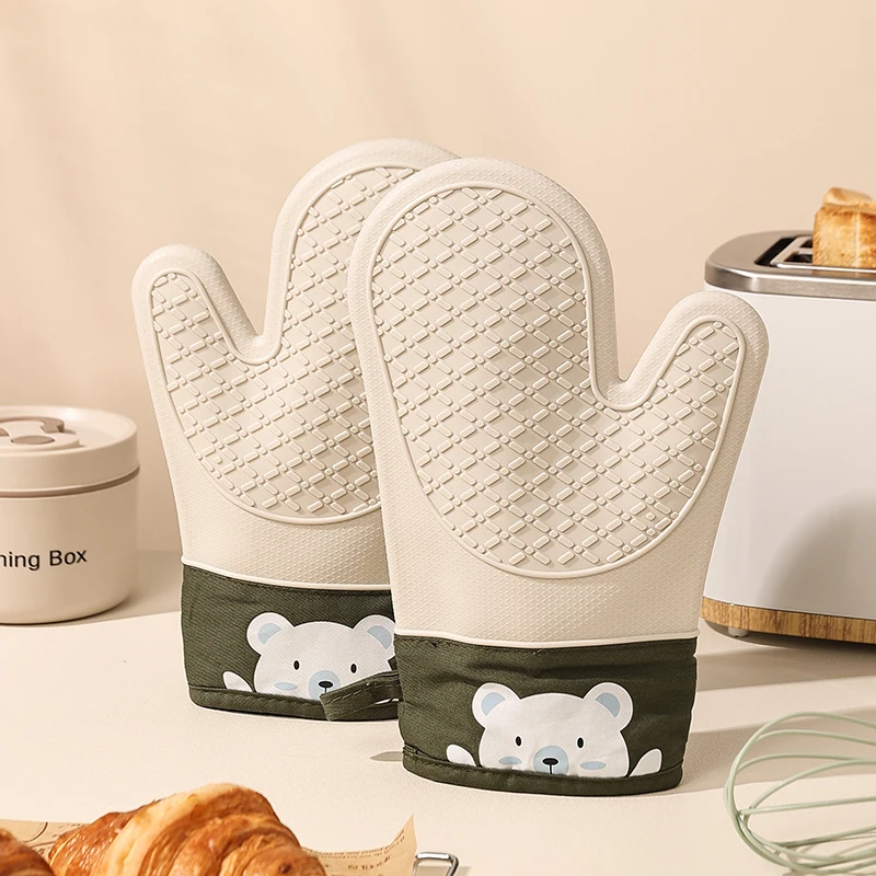 Oven Mitt Silicone - Siliconen warmte-isolatiehandschoenen Verdikt, antislip, ovenhandschoenen voor