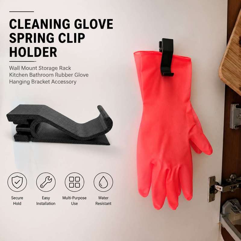 Rubber Glove Cleaning - Keuken Badkamer Muurhangende veerklemhouder voor rubberen