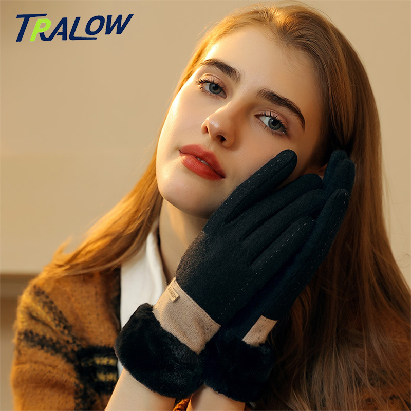 Wool Glove Lined - TRALOW dames winter gebreide touchscreen-handschoenen met