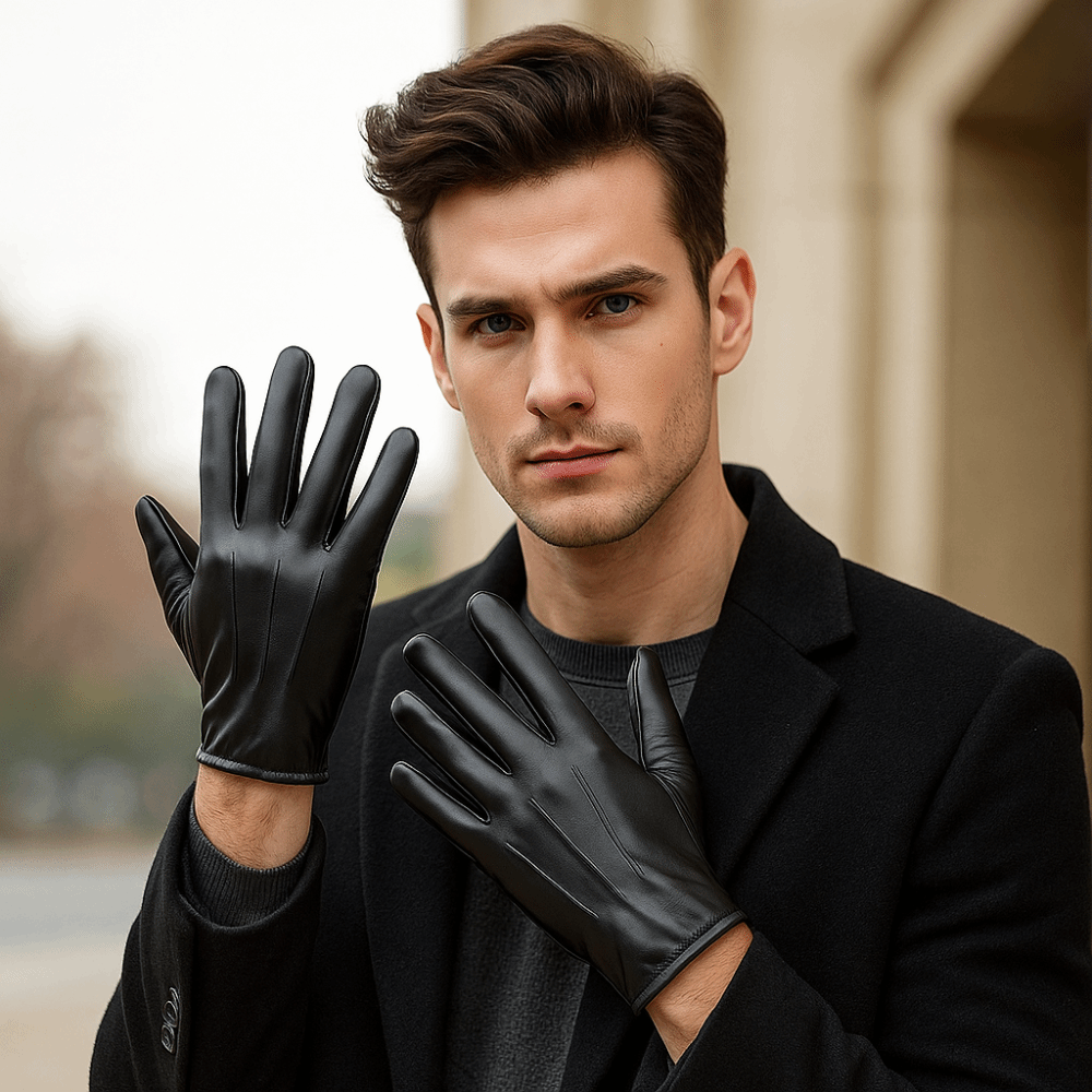 Leather Driving Glove - Mode zwarte rijhandschoenen Punk Cool wanten