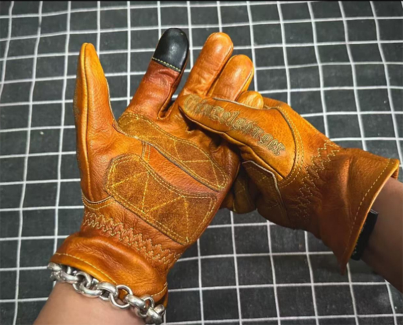 Motorcycle Glove Knuckle - Handgemaakte lederen retro motorhandschoenen volledige vinger