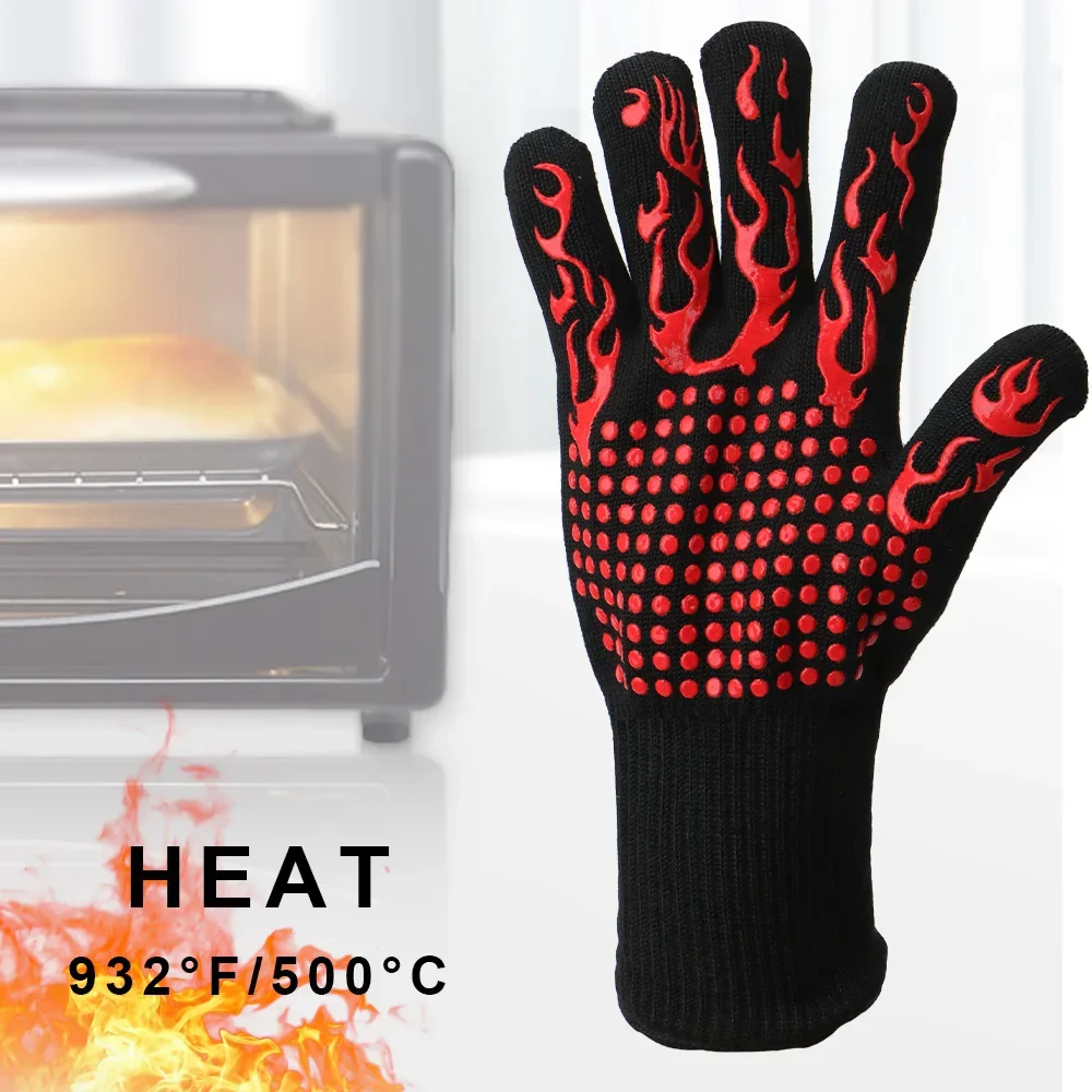 Oven Mitt Silicone - Vlamvertragend Antislip BBQ-brandhandschoenen Magnetronhandschoenen Ovenwanten Brandwerend