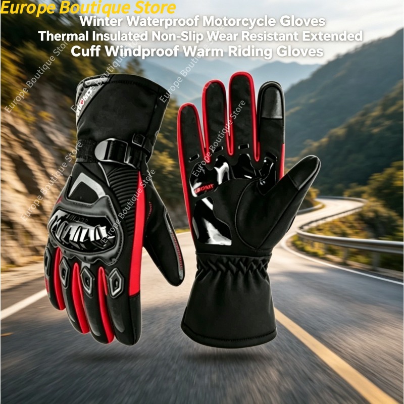 Winter Glove Insulated - Waterdichte, winddichte, antislip wintermotorhandschoenen, thermisch geïsoleerd,