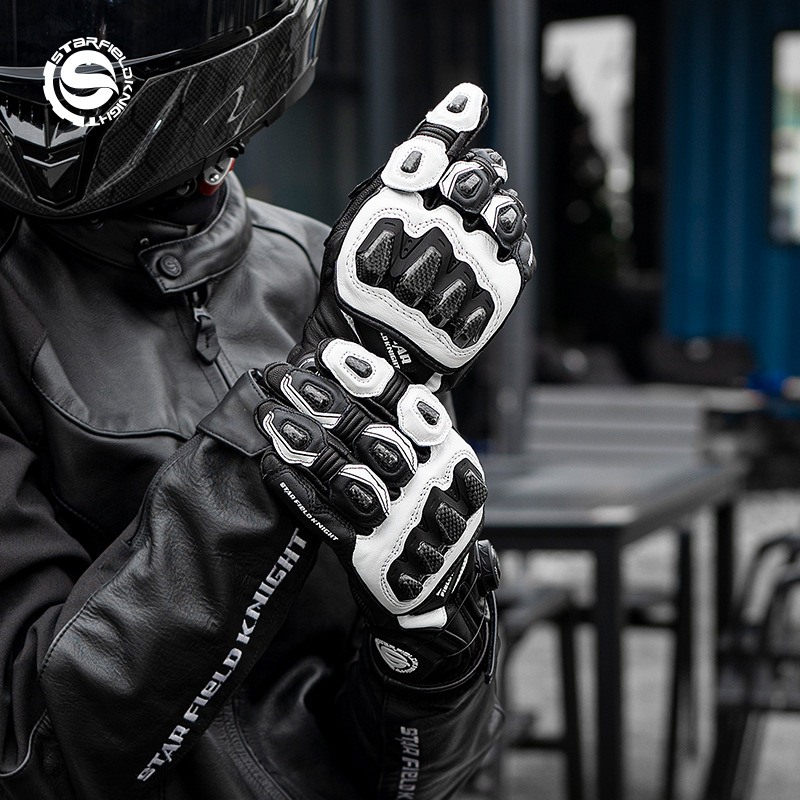 Motorcycle Glove Knuckle - STAR FIELD KNIGHT Motorhandschoenen Heren Geitenleer