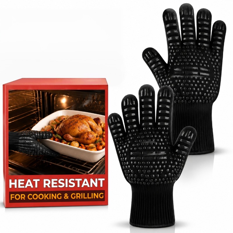 Oven Mitt Silicone - 1 st/1 paar barbecuehandschoenen, ovenhandschoenen voor