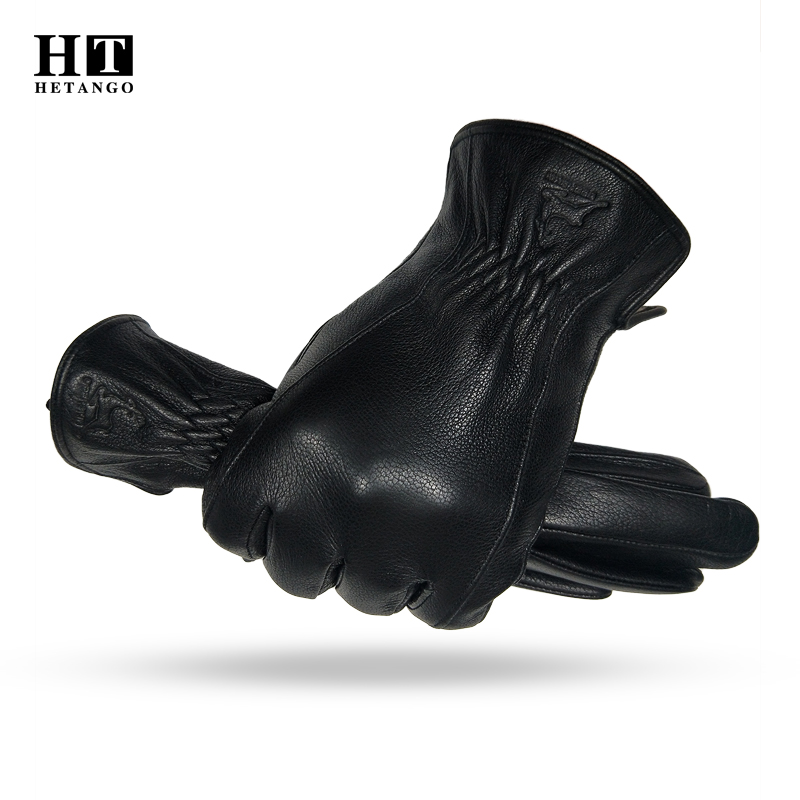 Wool Glove Lined - ﻿ Winter Heren Zwarte Daimleer Leren