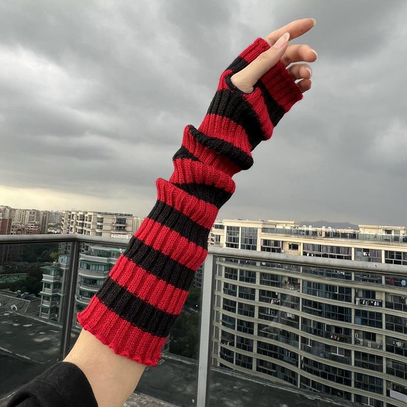Fingerless Glove Knit - Winter Warme Lange Mouwen Gothic Gestreepte
