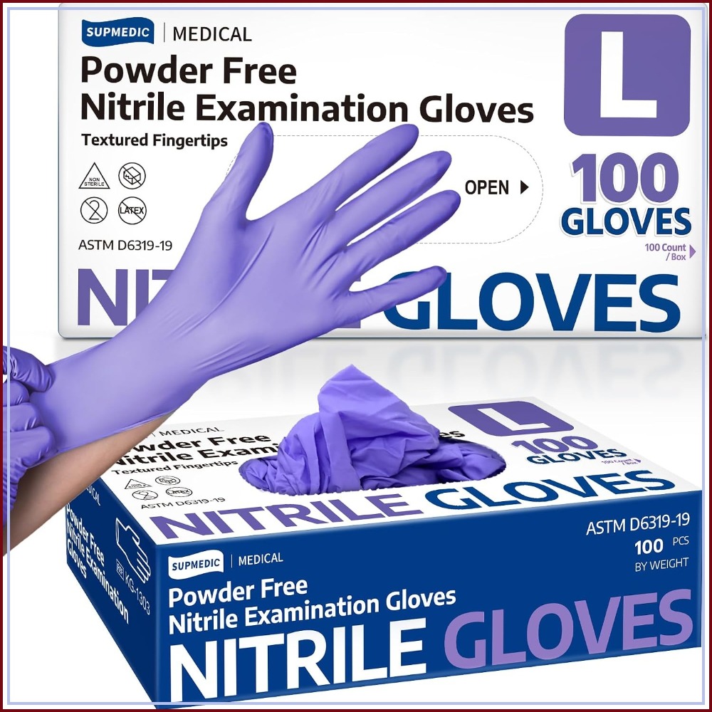 Exam Glove Nitrile - Medische nitril wegwerphandschoenen, 100 stuks, latexvrij,