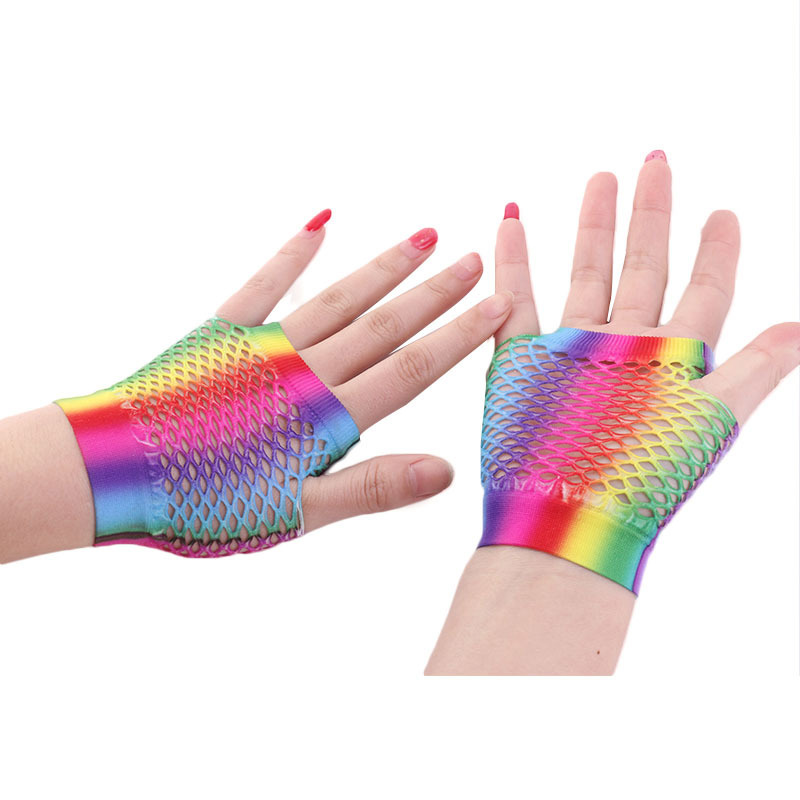 Dames sexy regenboogkleur kort - Fingerless Glove Knit recensie en prijs