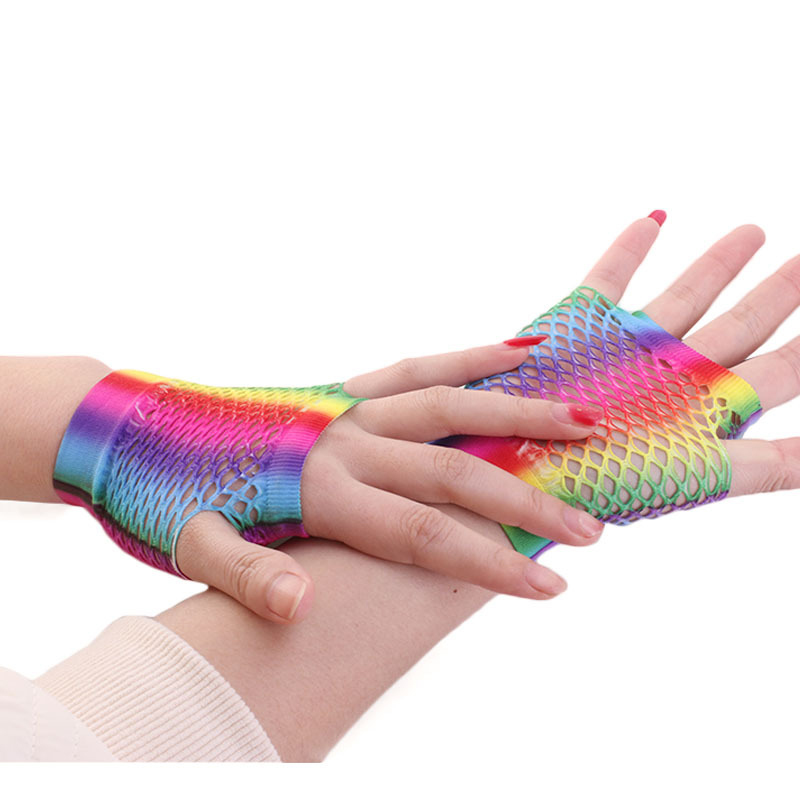 Dames sexy regenboogkleur kort - Fingerless Glove Knit recensie en prijs